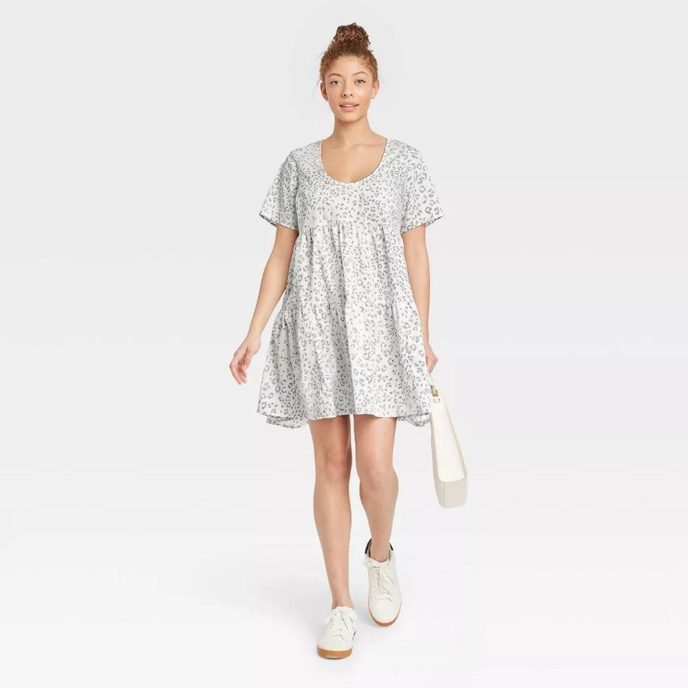 Women's Flutter Short Sleeve Tiered Dress NWT